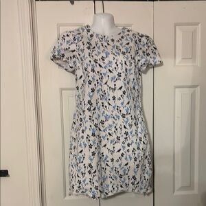 Draper James White With Blue Print Denim Shift Dress